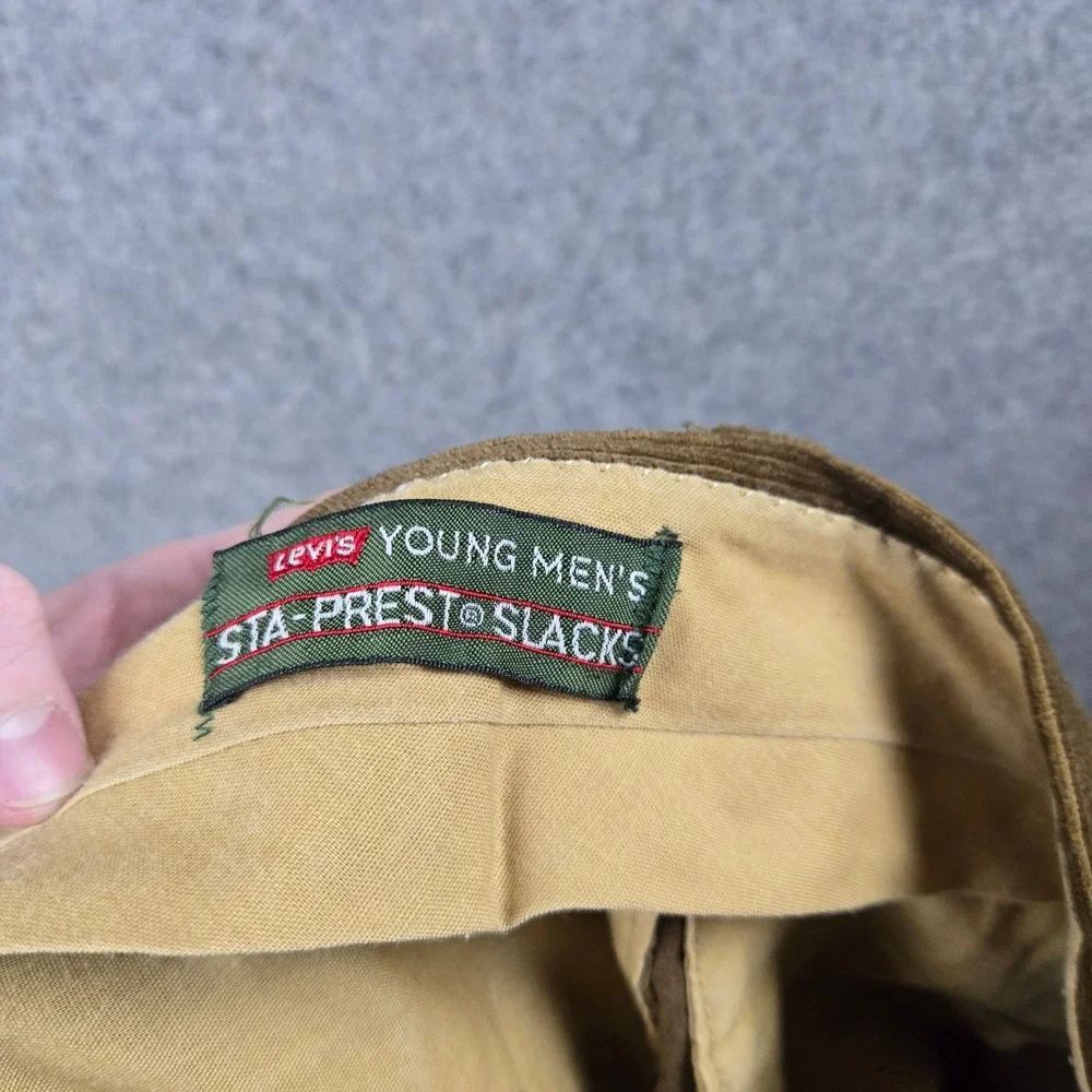 Vintage Levi's Sta-Prest Slacks Young Men 34x30 Brown Corduroy Pants Flare 70s